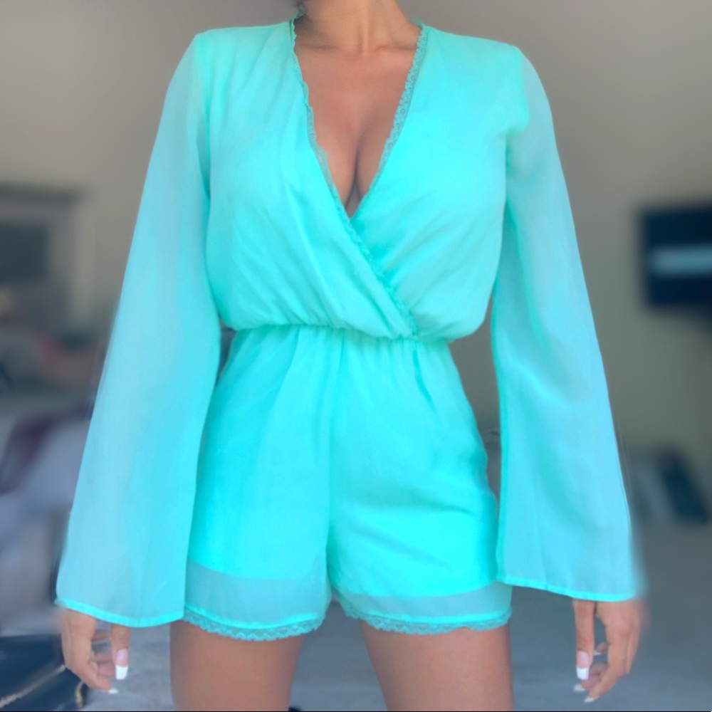 Aqua Long Sleeve Romper
